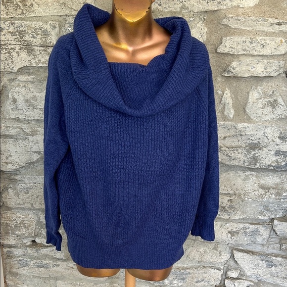 Cozy Blue Cowl Neck Sweater - Picture 1 of 6